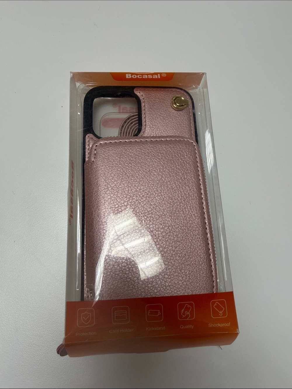 Rose Gold Wallet Phone Case with Card Slot